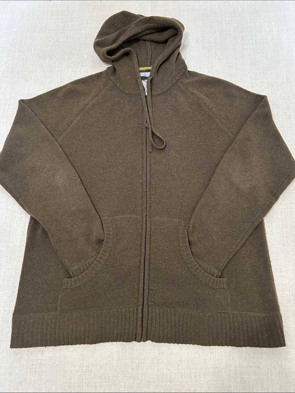 Character Hero Full-Zip Lambswool Hooded Sweater Men's XL Brown/Green Casual